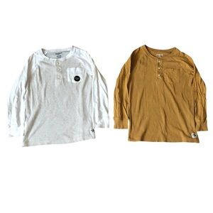 Size 10 OshKosh B'gosh Long Sleeve Henley Thermal Tee Shirts White and Tan